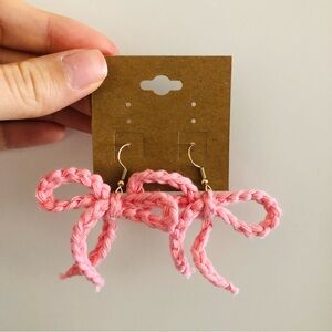 3 for $15 Handmade Crochet Pink Bow Earrings